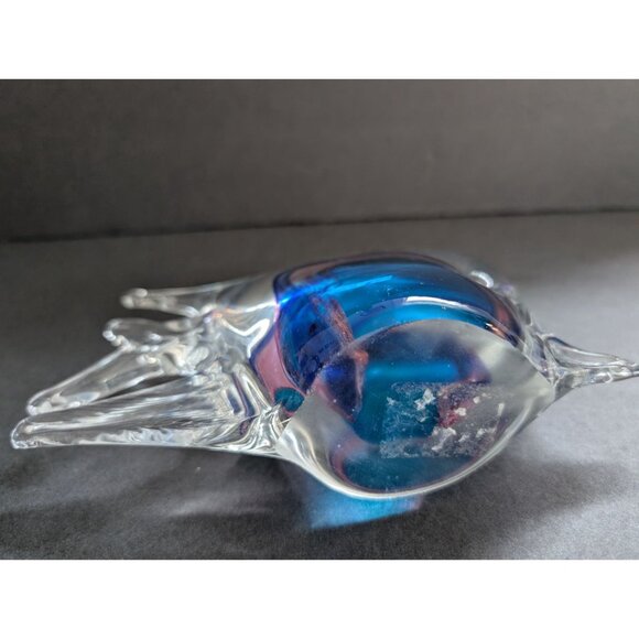 Large Murano Glass Fish Figurine With Blue & Pink Swirls - Picture 8 of 9